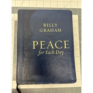 Billy Graham Peace for Each Day 365 Day Devotional Book Navy‎ Blue Faux Leather